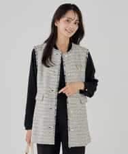 KBJCD01119 a.v.v(アー・ヴェ・ヴェ) ミックスツイードペプラムジレ アイボリー