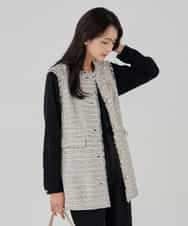 KBJCD01119 a.v.v(アー・ヴェ・ヴェ) ミックスツイードペプラムジレ アイボリー