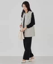 KBJCD01119 a.v.v(アー・ヴェ・ヴェ) ミックスツイードペプラムジレ アイボリー