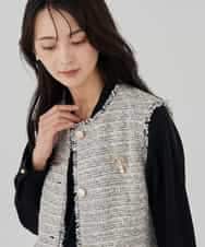 KBJCD01119 a.v.v(アー・ヴェ・ヴェ) ミックスツイードペプラムジレ アイボリー