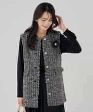 KBJCD01119 a.v.v(アー・ヴェ・ヴェ) ミックスツイードペプラムジレ アイボリー