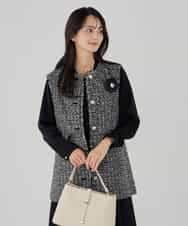 KBJCD01119 a.v.v(アー・ヴェ・ヴェ) ミックスツイードペプラムジレ アイボリー