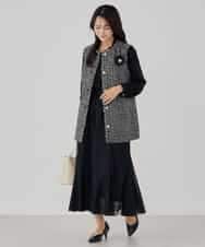 KBJCD01119 a.v.v(アー・ヴェ・ヴェ) ミックスツイードペプラムジレ アイボリー