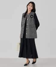 KBJCD01119 a.v.v(アー・ヴェ・ヴェ) ミックスツイードペプラムジレ アイボリー