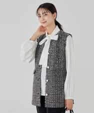 KBJCD01119 a.v.v(アー・ヴェ・ヴェ) ミックスツイードペプラムジレ アイボリー