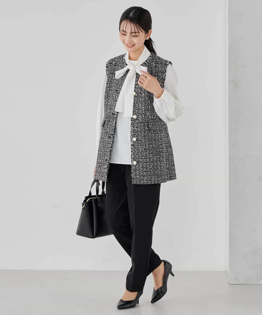 KBJCD01119 a.v.v(アー・ヴェ・ヴェ) ミックスツイードペプラムジレ アイボリー