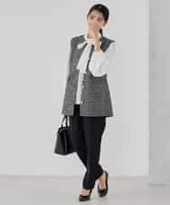 KBJCD01119 a.v.v(アー・ヴェ・ヴェ) ミックスツイードペプラムジレ アイボリー