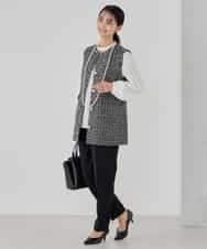 KBJCD01119 a.v.v(アー・ヴェ・ヴェ) ミックスツイードペプラムジレ アイボリー