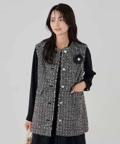 KBJCD01119 a.v.v ミックスツイードペプラムジレ