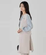 KBJCD04089 a.v.v(アー・ヴェ・ヴェ) サテンサイドスリットジレ【洗える/速乾/毛玉になりにくい/イージーケア】 ネイビー