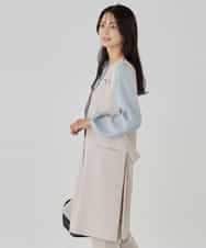 KBJCD04089 a.v.v(アー・ヴェ・ヴェ) サテンサイドスリットジレ【洗える/速乾/毛玉になりにくい/イージーケア】 ネイビー