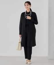 KBJCD04089 a.v.v(アー・ヴェ・ヴェ) サテンサイドスリットジレ【洗える/速乾/毛玉になりにくい/イージーケア】 ネイビー