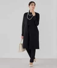 KBJCD04089 a.v.v(アー・ヴェ・ヴェ) サテンサイドスリットジレ【洗える/速乾/毛玉になりにくい/イージーケア】 ネイビー