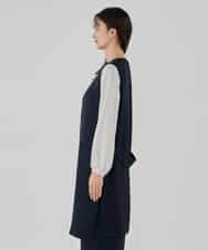 KBJCD04089 a.v.v(アー・ヴェ・ヴェ) サテンサイドスリットジレ【洗える/速乾/毛玉になりにくい/イージーケア】 ネイビー