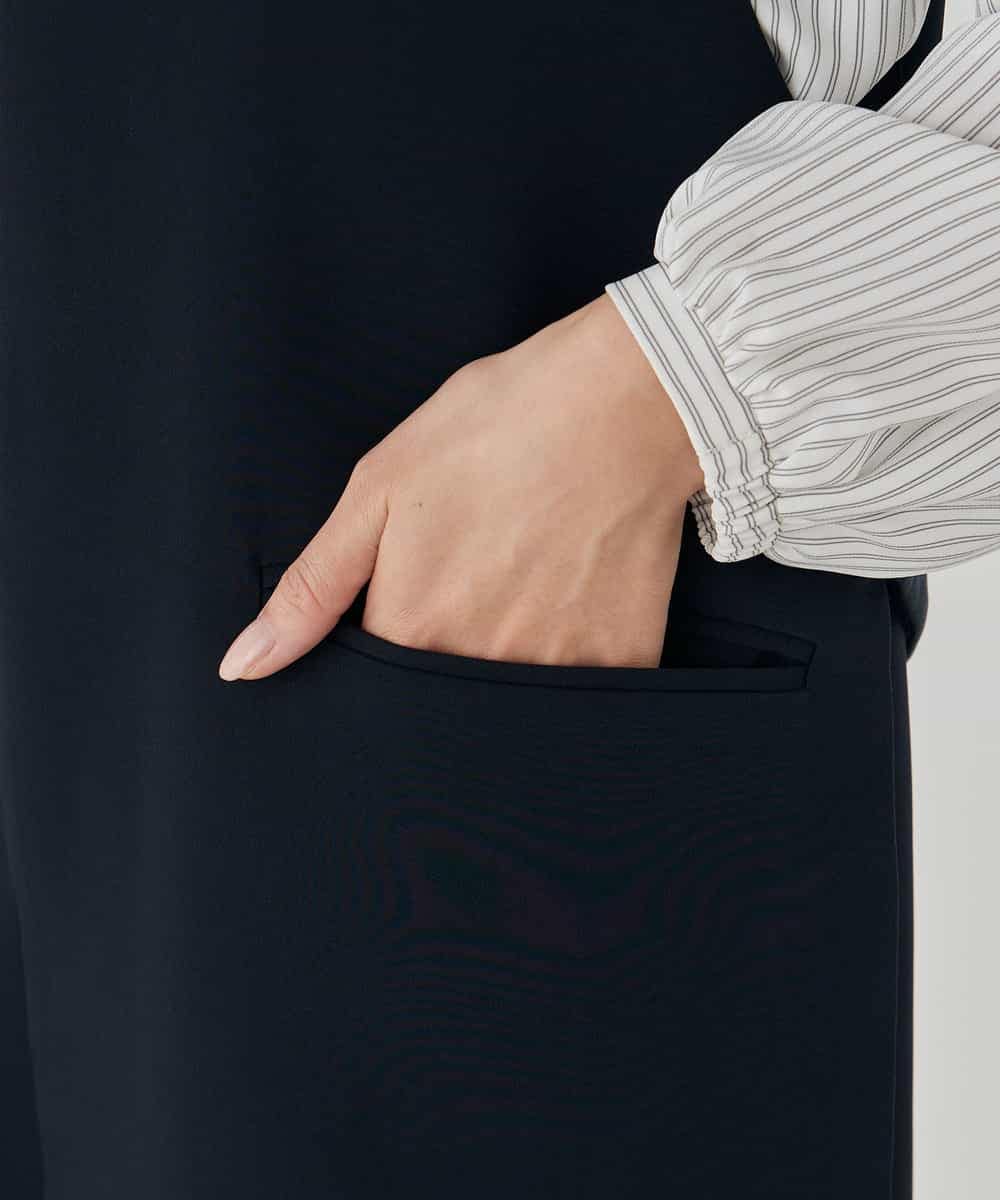 KBJCD04089 a.v.v(アー・ヴェ・ヴェ) サテンサイドスリットジレ【洗える/速乾/毛玉になりにくい/イージーケア】 ネイビー