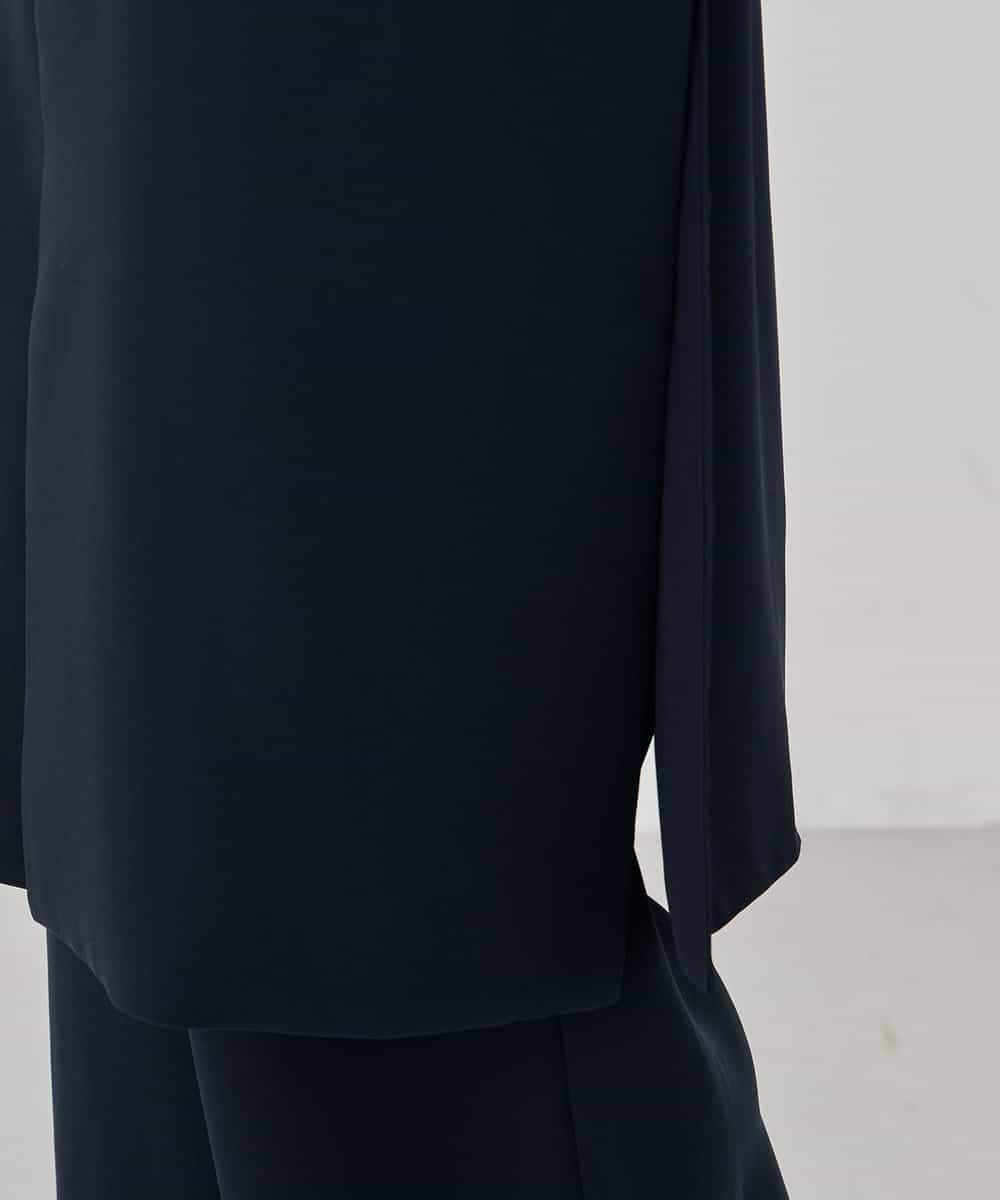 KBJCD04089 a.v.v(アー・ヴェ・ヴェ) サテンサイドスリットジレ【洗える/速乾/毛玉になりにくい/イージーケア】 ネイビー
