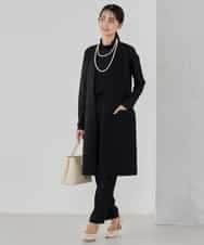 KBJCD04089 a.v.v(アー・ヴェ・ヴェ) サテンサイドスリットジレ【洗える/速乾/毛玉になりにくい/イージーケア】 ブラック