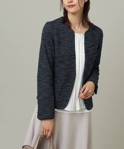 KBJCS03149 a.v.v カルゼストレッチツイードキーネックジャケット