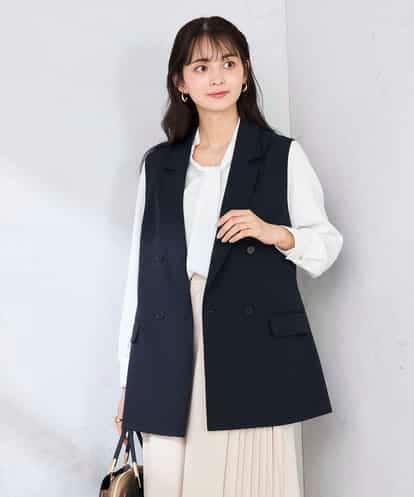 KBJFE20099 a.v.v 【洗える/UVカット】リネンライクストレッチダブルジレジャケット