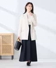 KBJFE20099 a.v.v(アー・ヴェ・ヴェ) 【洗える/UVカット】リネンライクストレッチダブルジレジャケット ネイビー