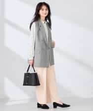 KBJFE20099 a.v.v(アー・ヴェ・ヴェ) 【洗える/UVカット】リネンライクストレッチダブルジレジャケット ネイビー