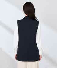 KBJFE20099 a.v.v(アー・ヴェ・ヴェ) 【洗える/UVカット】リネンライクストレッチダブルジレジャケット ネイビー