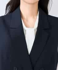 KBJFE20099 a.v.v(アー・ヴェ・ヴェ) 【洗える/UVカット】リネンライクストレッチダブルジレジャケット ネイビー