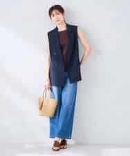 KBJGE30089 a.v.v(アー・ヴェ・ヴェ) 【接触冷感/イージーケア/UVカット/吸水速乾】サマーストレッチダブルジレジャケット ネイビー