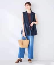 KBJGE30089 a.v.v(アー・ヴェ・ヴェ) 【接触冷感/イージーケア/UVカット/吸水速乾】サマーストレッチダブルジレジャケット ネイビー