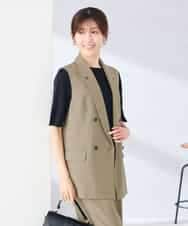 KBJGE30089 a.v.v(アー・ヴェ・ヴェ) 【接触冷感/イージーケア/UVカット/吸水速乾】サマーストレッチダブルジレジャケット ネイビー