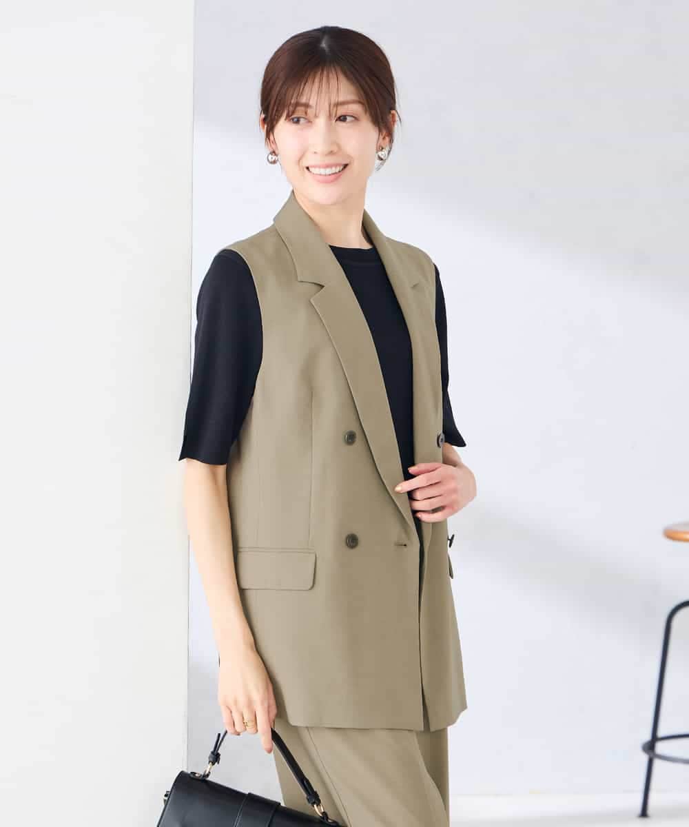 KBJGE30089 a.v.v(アー・ヴェ・ヴェ) 【接触冷感/イージーケア/UVカット/吸水速乾】サマーストレッチダブルジレジャケット ネイビー