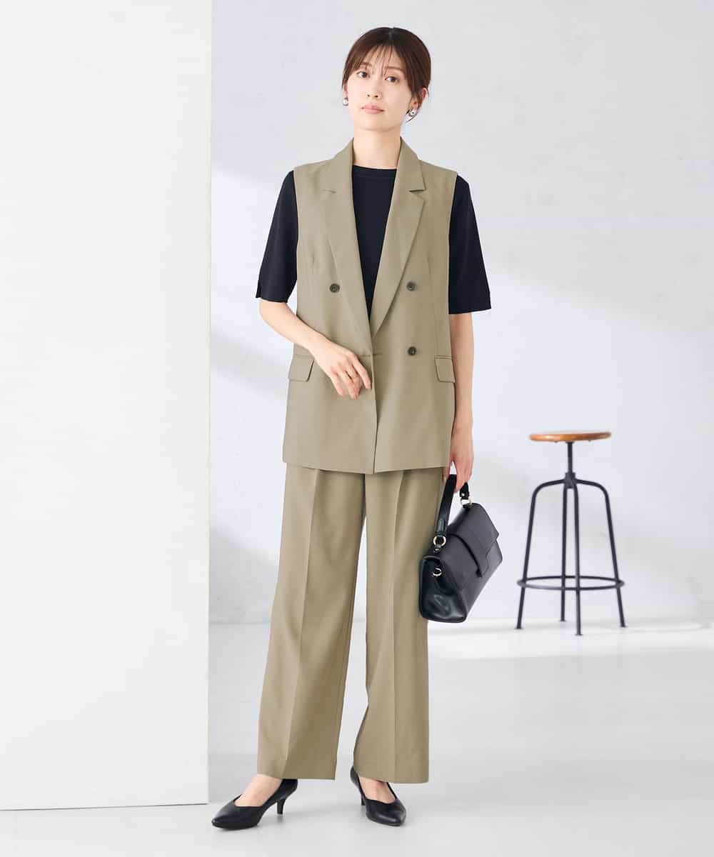 KBJGE30089 a.v.v(アー・ヴェ・ヴェ) 【接触冷感/イージーケア/UVカット/吸水速乾】サマーストレッチダブルジレジャケット ネイビー