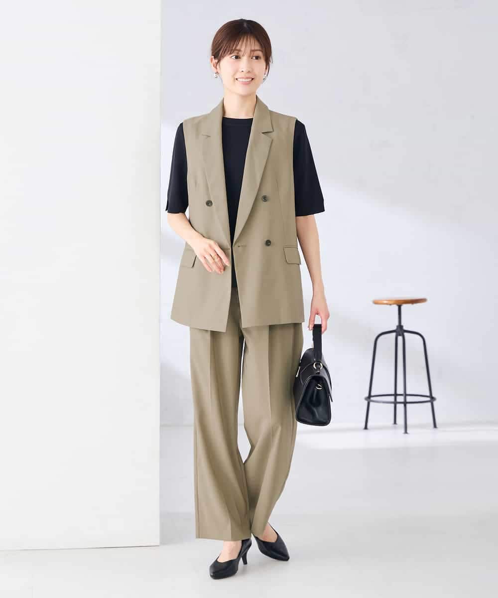 KBJGE30089 a.v.v(アー・ヴェ・ヴェ) 【接触冷感/イージーケア/UVカット/吸水速乾】サマーストレッチダブルジレジャケット ネイビー