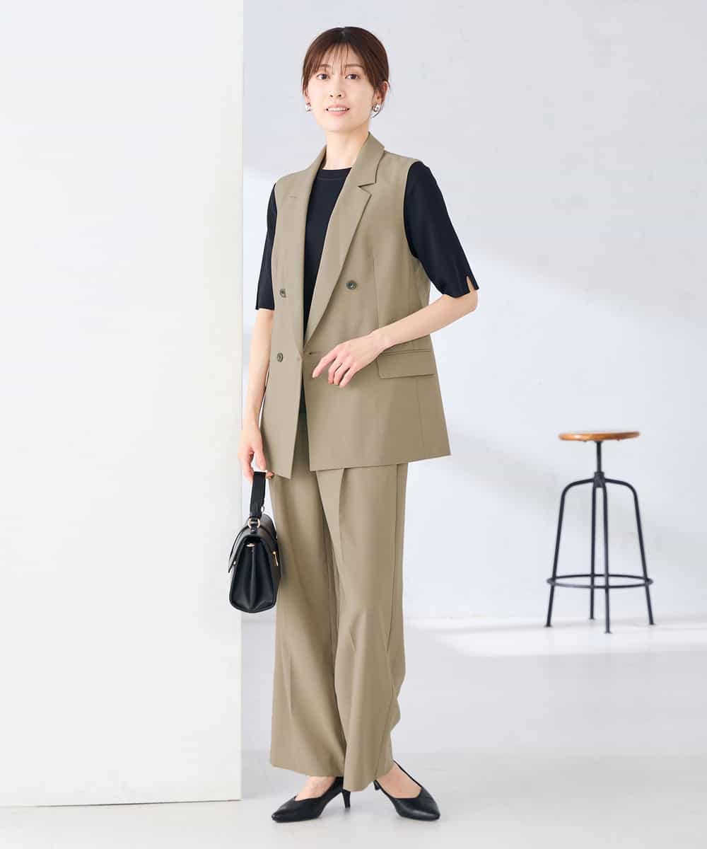 KBJGE30089 a.v.v(アー・ヴェ・ヴェ) 【接触冷感/イージーケア/UVカット/吸水速乾】サマーストレッチダブルジレジャケット ネイビー