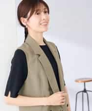 KBJGE30089 a.v.v(アー・ヴェ・ヴェ) 【接触冷感/イージーケア/UVカット/吸水速乾】サマーストレッチダブルジレジャケット ネイビー