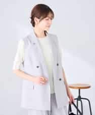 KBJGE30089 a.v.v(アー・ヴェ・ヴェ) 【接触冷感/イージーケア/UVカット/吸水速乾】サマーストレッチダブルジレジャケット ネイビー