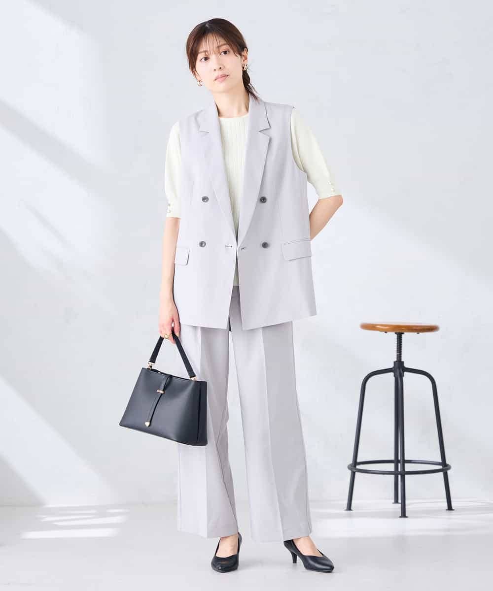 KBJGE30089 a.v.v(アー・ヴェ・ヴェ) 【接触冷感/イージーケア/UVカット/吸水速乾】サマーストレッチダブルジレジャケット ネイビー