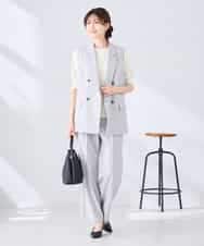 KBJGE30089 a.v.v(アー・ヴェ・ヴェ) 【接触冷感/イージーケア/UVカット/吸水速乾】サマーストレッチダブルジレジャケット ネイビー