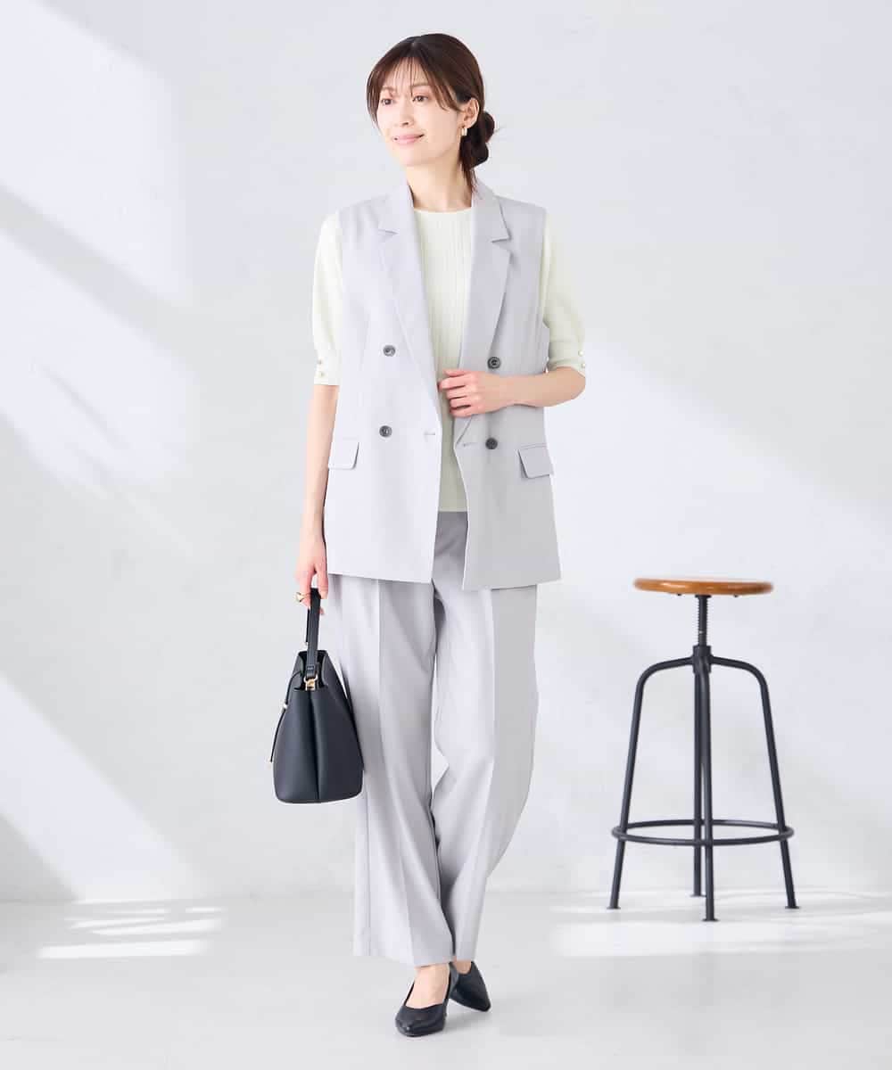 KBJGE30089 a.v.v(アー・ヴェ・ヴェ) 【接触冷感/イージーケア/UVカット/吸水速乾】サマーストレッチダブルジレジャケット ネイビー