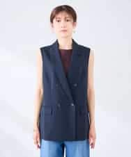 KBJGE30089 a.v.v(アー・ヴェ・ヴェ) 【接触冷感/イージーケア/UVカット/吸水速乾】サマーストレッチダブルジレジャケット ネイビー