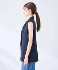 KBJGE30089 a.v.v(アー・ヴェ・ヴェ) 【接触冷感/イージーケア/UVカット/吸水速乾】サマーストレッチダブルジレジャケット ネイビー