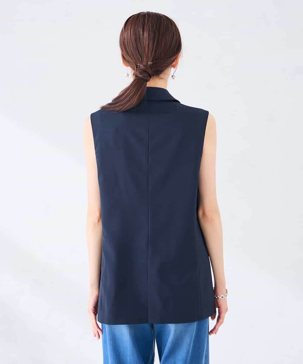 KBJGE30089 a.v.v(アー・ヴェ・ヴェ) 【接触冷感/イージーケア/UVカット/吸水速乾】サマーストレッチダブルジレジャケット ネイビー