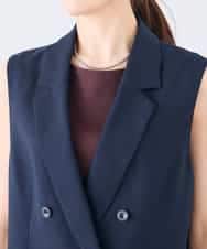 KBJGE30089 a.v.v(アー・ヴェ・ヴェ) 【接触冷感/イージーケア/UVカット/吸水速乾】サマーストレッチダブルジレジャケット ネイビー