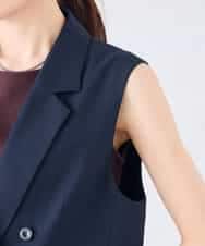 KBJGE30089 a.v.v(アー・ヴェ・ヴェ) 【接触冷感/イージーケア/UVカット/吸水速乾】サマーストレッチダブルジレジャケット ネイビー