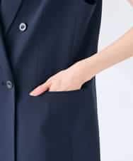 KBJGE30089 a.v.v(アー・ヴェ・ヴェ) 【接触冷感/イージーケア/UVカット/吸水速乾】サマーストレッチダブルジレジャケット ネイビー