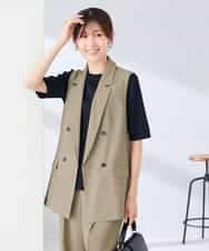 KBJGE30089 a.v.v(アー・ヴェ・ヴェ) 【接触冷感/イージーケア/UVカット/吸水速乾】サマーストレッチダブルジレジャケット ベージュ