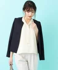 KBJGK15099 a.v.v(アー・ヴェ・ヴェ) 【洗える】キーネックペプラムジャケット ベージュ