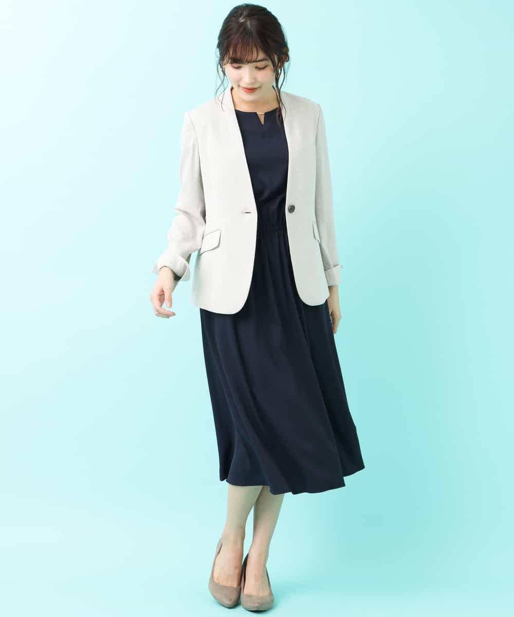 KBJGK16099 a.v.v(アー・ヴェ・ヴェ) 【洗える】Ｖネックジャケット ライトグレー