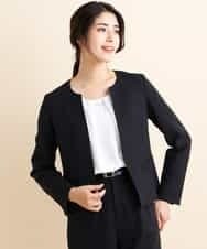 KBJJH17099 a.v.v(アー・ヴェ・ヴェ) 【セットアップアイテム】Ｗクロスキーネックジャケット ブラック