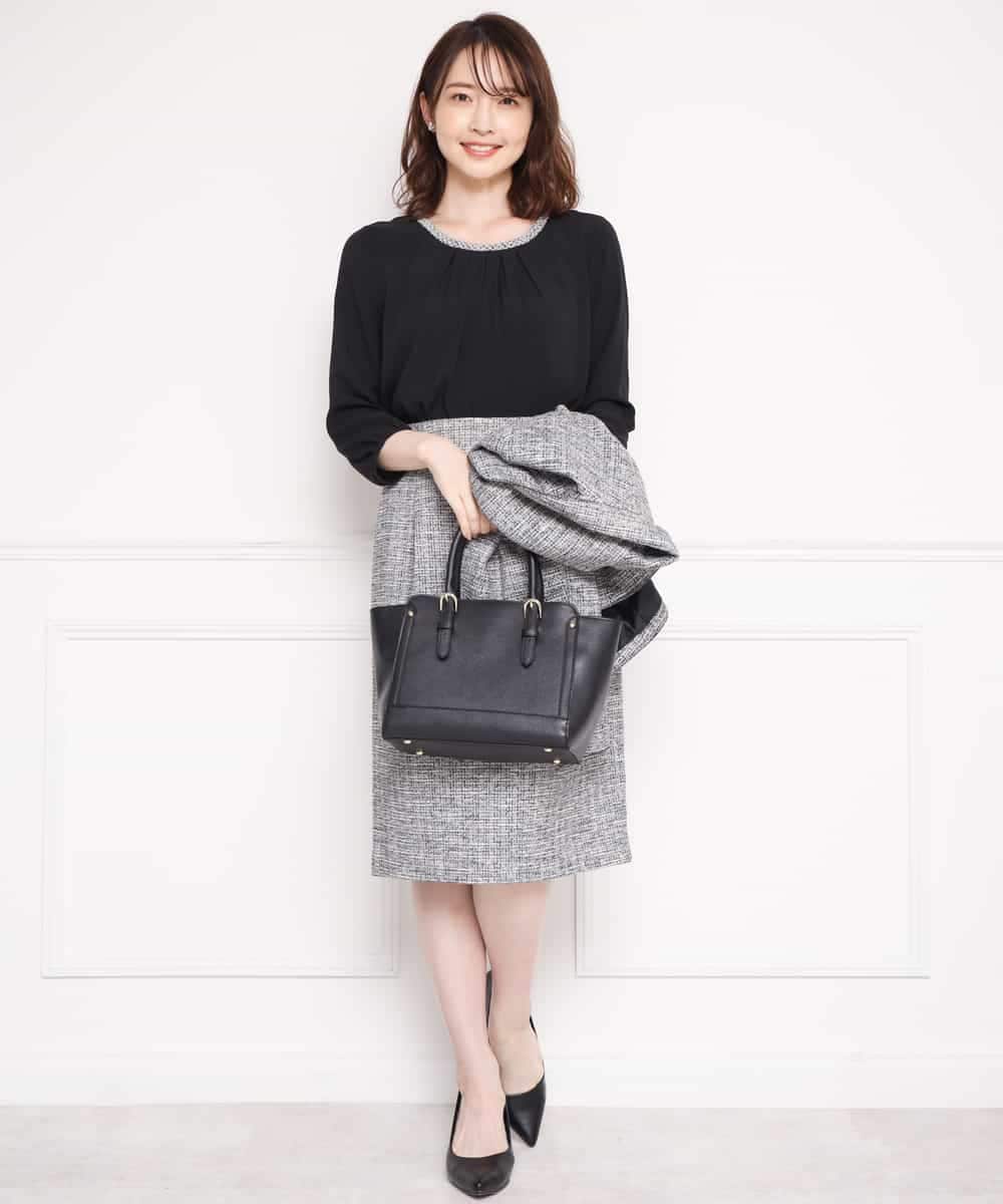 KBKCJ01044 a.v.v(アー・ヴェ・ヴェ) 【洗える】ビジュー調タックシフォンブラウス【セレモニー・通勤】 ホワイト